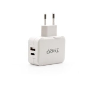 CARGADOR  USB-C TOOQ PARED DOBLE PUERTO USB-C+USB-A 27W BLANCO TQWC-2SC02WT