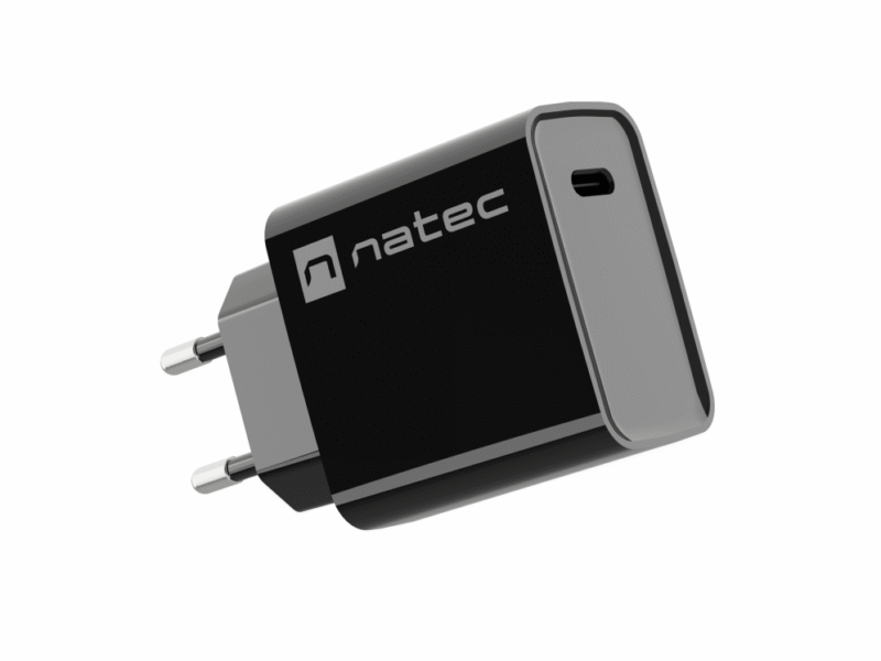 CARGADOR NATEC RIBERA 20W 1XUSB-C PD3.0 QC3.0 NEGRO