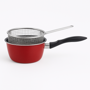 CAZO CON CESTILLO MAGEFESA K2 ROJO 16 ACERO ANTIADHERENTE ACERO INOXIDABLE TODO TIPO COCINAS