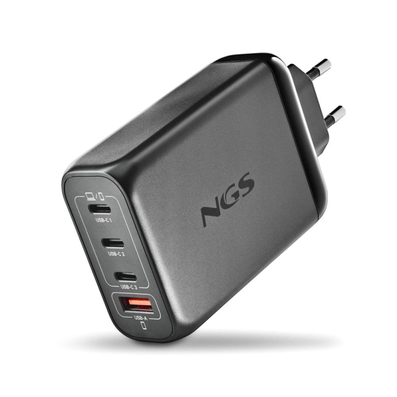 CARGADOR PARED GaN 3xUSB-C + USB-A 140W NEGRO NGS