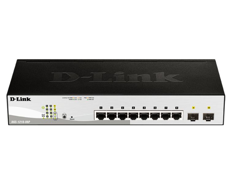 D-LINK SWITCH 8 PUERTOS 10/100/1Gbit w/2 Combo 1000BaseT/SFP PoE