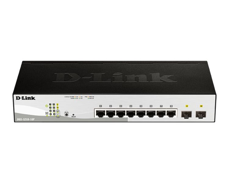 D-LINK SWITCH 10 PUERTOS 10/100/1Gbit w/2 Combo 1000BaseT/SFP PoE