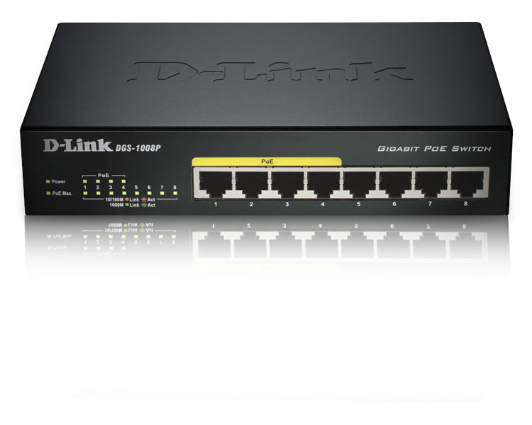 D-LINK SWITCH 8 PUERTOS 10/100/1Gbit w/4 PoE PORTS