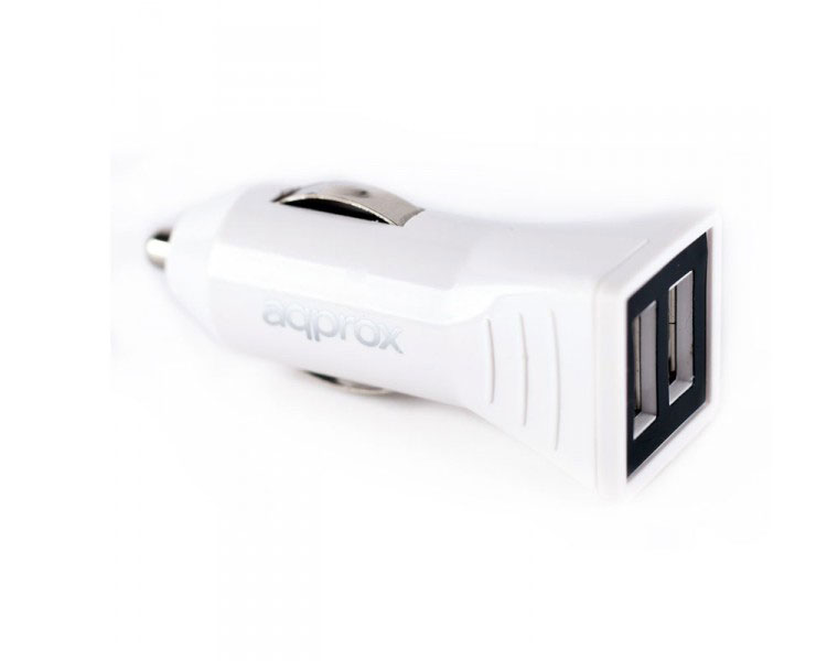 CARGADOR USB DUAL PARA COCHE 3.1A BLANCO APPROX