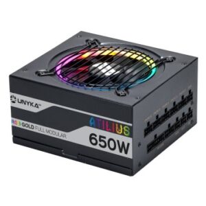 FUENTE DE ALIMENTACIÓN MODULAR UNYKA 650W ATILIUS RGB BLACK  APFC ACTIVO EFICIENCIA90% ENE