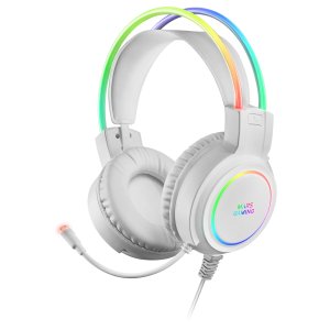 HEADSET MARS GAMING MHRGB WHITE JACK 3.5mm ILUMINACION 360º CHROMA SONIDO ULTRA-BASS 3D MICRO ABATIB