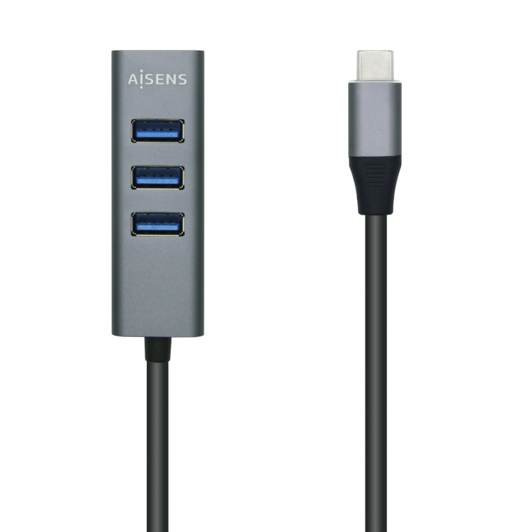 HUB USB 3.1 USB-C USB-CM-4xTIPO AH GRIS 15CM AISENS A109-0508