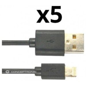 KIT 5 UNIDADES CABLE LIGHTING NORTESS IPHONE 5 6/7/8/ X IPAD 1 METRO COLOR NEGRO