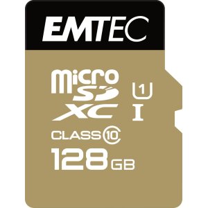 MEMORIA SD MICRO 128GB EMTEC ELITE GOLD 85MB/S SD + ADAPTER CLASS 10 UHS1 U1 ECMSDM128GXC10GP