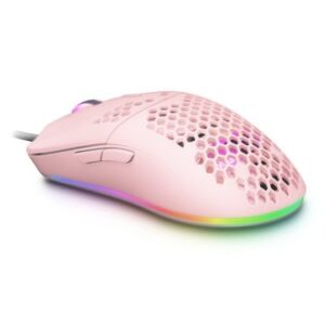 MOUSE MARS GAMING RGB MMAX DISEO HIVE PINK 12400dpi PIXART 3327PRO SWITCH HUANO SUPERFICIE PERFORAD