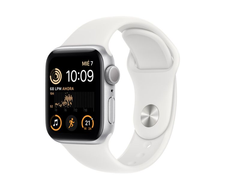 APPLE WATCH SE CAJA ALUMINIO PLATA GPS 44mm CORREA DEPORTIVA BLANCA