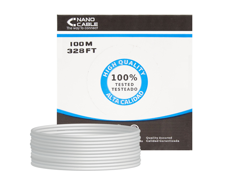 BOBINA CABLE DE RED RJ45 CAT.5E FTP FLEXIBLE AWG24 100 M NANOCABLE
