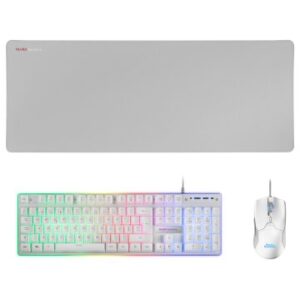 TECLADO MOUSE Y ALFOMBRILLA MARS GAMING MCPX PORTUGUES WHITE TELCADO HIBRIDO HMECH MOUSE ULTRA