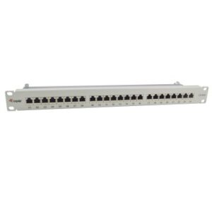 PATCH PANEL 24 PUERTOS CATEGORIA 6A APANTALLADO COLOR GRIS CLARO