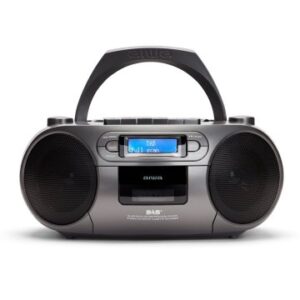 RADIO CD BLUETOOTH PORTABLE AIWA BOOMBOX BBTC-660DAB PLATA RADIO 6W RMS BT RADIO FM MP3 CASETES USB