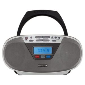RADIO CD BLUETOOTH PORTABLE AIWA BOOMBOX BBTU-400SL PLATA 6W RMS BT MP3 USB Y JACK 3.5mm
