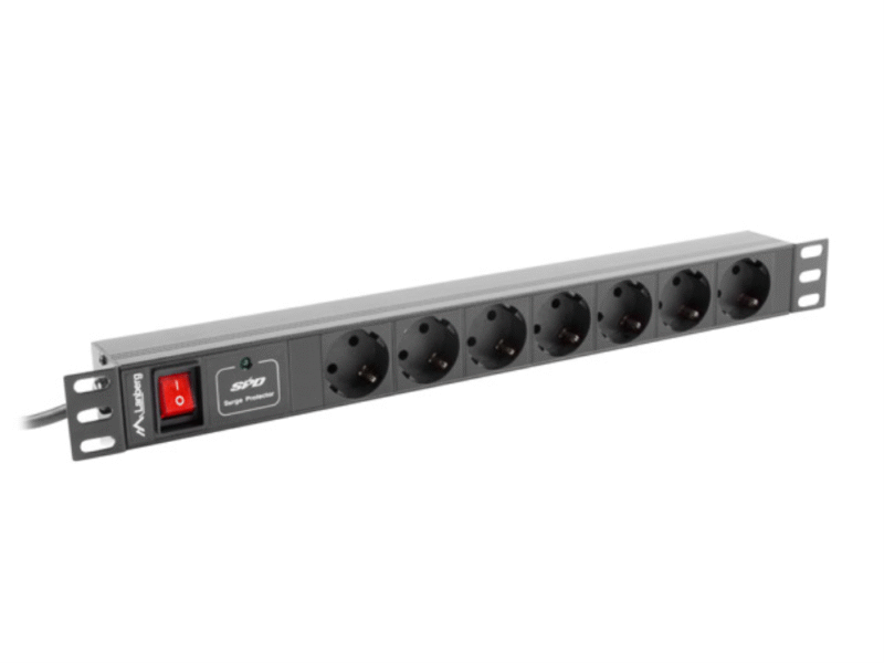 REGLETA LANBERG 1U 16A RACK 19 7X SOCKET NEGRO 2M