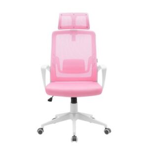 SILLA ERGONOMICA MARS GAMING MGCERGOLITEWPK ROSA CON DETALLES EN BLANCO RESPALDO EN MALLA TRANSPIRAB
