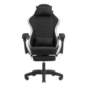 SILLA GAMER MARS GAMING MGCXFGRBL NEGRA Y BLANCA RECLINABLE REPOSABRAZO AJUSTABLE REPOSAPIES COJINES