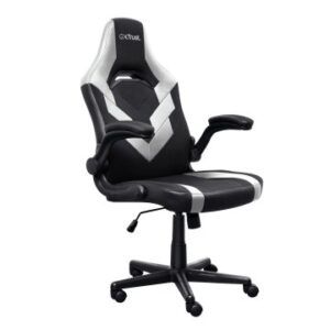 SILLA GAMER TRUST GXT 703 NEGRA/BLANCA 25130 ELEVADOR DE GAS CLASE 4 REPOSABRAZOS ABATIBLES BLOQUEO
