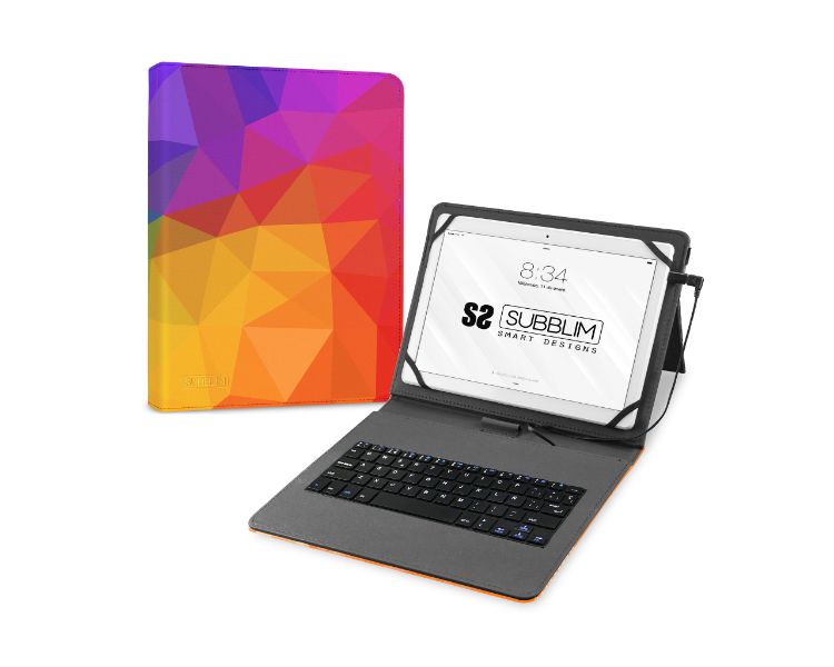 FUNDA + TECLADO TABLET KEYTAB USB TRIANGULOS SUBBLIM