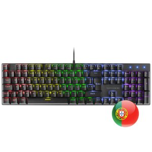 TECLADO MECANICO EN PORTUGUES MARS GAMING MK422 BLACK SWITCH AZUL PR DE 100Hz ANTI-GHOSTING AVANZADO