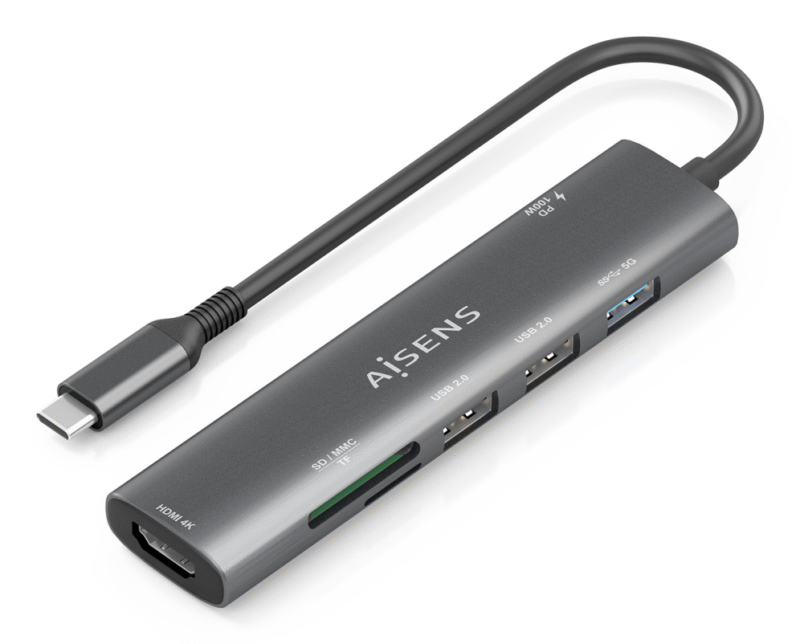 USB-C DOCK AISENS 7 EN 1 USB-C A HDMI 2XUSB-A USB-A PD 100W SD MICRO SD